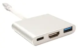 Кабель-перехідник PowerPlant USB Type-C - HDXiaomi/USB Multiport Adapter для MacBook 12, 0.15м