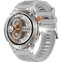 Тактичний розумний смарт-годинник для військових Smart Watch Y101 з ліхтариком компасом GPS-трекером і спортивними режимами Сірий
