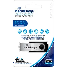 USB флеш накопичувач Mediarange 16GB Black/Silver USB 2.0 (MR910) - мініатюра 3