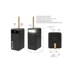 Батарея універсальна AURA NRG-P100 100000 мА·год 22.5 Вт чорна (PBANRG-P100B) - мініатюра 2