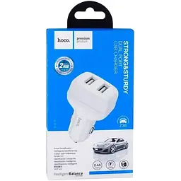 Автомобільний зарядний пристрій Hoco Z36 2.4A 2xUSB White - мініатюра 4