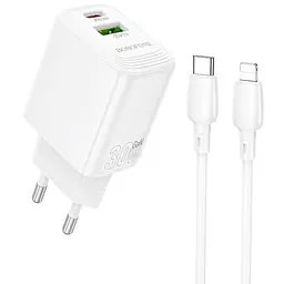 МЗП Borofone BN29 Fuente PD30W+QC3.0 (1USB-A/1C) + кабель Type-C to Lightning White