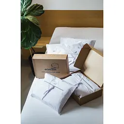 Комплект постільної білизни Ecotton Premium євро перкаль вишивка з графітовим кантом (25141) - мініатюра 10