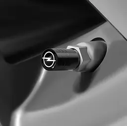 Ковпак вентиля колеса Opel 4шт Тюнінг чорний (алюміній) - мініатюра 2