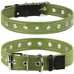 Нашийник для собак Collar, бавовняний, безрозмірний, 63x3,5 см, зелений - мініатюра 3