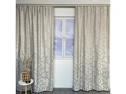 Жакардові штори бежевого кольору з вензелем на тасьмі 2шт. 150х270 ALBO pbe0052397 - мініатюра 9
