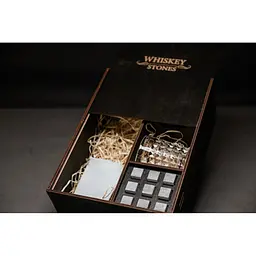 Подарунковий набір Whiskey Stones камені для віскі у дерев'яному пеналі №7 + 2 склянки Bohemia Diamond + щипці + мішечок - мініатюра 3