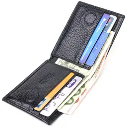 Практичний затиск із натуральної зернистої шкіри Canpellini 21518 чорний - мініатюра 7