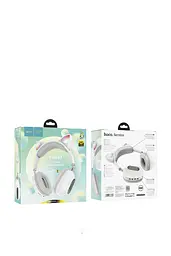 Бездротові навушники Hoco ЦБ-00265577 ESD13 Skill Cat накладні з вушками та LED підсвічуванням білі - мініатюра 3