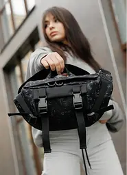 Жіноча сумка бананка Sambag Dynamicdart чорна 38 × 21 × 7 см (80411702) - мініатюра 10