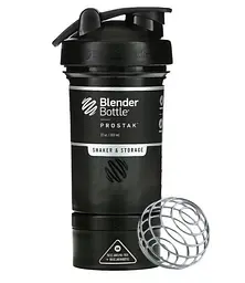 Шейкер спортивний BlenderBottle ProStak 22oz/650 мл з 2-ма контейнерами Black (PS 22oz Black/Black) - мініатюра 1