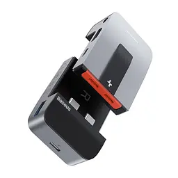 USB-хаб Baseus Armor Age Type-C Bracket Multifunctional Hub Adapter Space Gray (CAHUB-AJ0G) [72636] - мініатюра 2