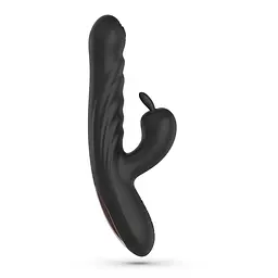 Вібратор-кролик Crushious Lapin Thrusting 21.5 см (чорний) - мініатюра 5