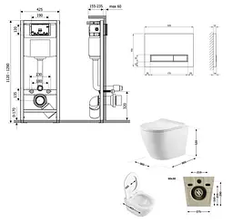 Набір Qtap Nest 4 в 1 підвісний унітаз Robin Ultra Quiet 520x365x365 + комплект інсталяції QT13332381AW47504 - мініатюра 9