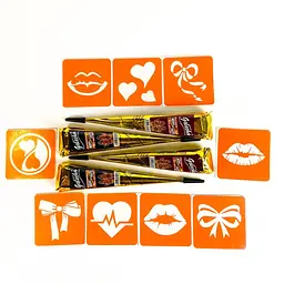 Набір хни з трафаретами для біо-тату №10 henna-set-10, 9 трафаретів - мініатюра 2