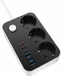 Фільтр-подовжувач мережевий СolorWay 2м 3 розетки 6USB black (CW-CHE36PDB)