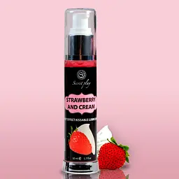 Лубрикант 2 в 1 STRAWBERRY & CREAM HOT EFFECT KISSABLE LUBRICANT 50 ML Secret play 37-3538 98200 - мініатюра 2
