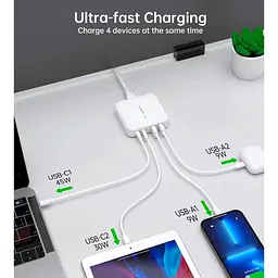 Зарядний пристрій Choetech PD8008-EU-WH ,2 USB-A / 2 USB-С (PD8008-EU-WH) - мініатюра 3