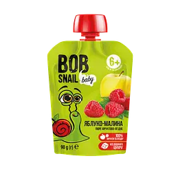 Набір фруктового пюре Bob Snail: Яблуко-Груша + Яблуко-Малина + Яблуко-банан 540 г (6 шт. х 90 г) - мініатюра 4
