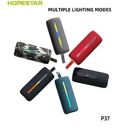 Портативна колонка Bluetooth 5.1 акумуляторна бездротова 2х10Вт з RGB підсвічуванням Hopestar P37 чорний - мініатюра 5