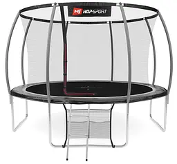 Батут Hop-Sport Premium 12ft (366см) чорно-сірий з внутрішньою сіткою - мініатюра 4