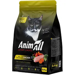 Повнораціонний сухий корм для котів AnimAll зі свіжою куркою 400 г