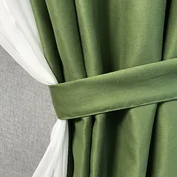 Коротка фіранка з мікровелюру та шифону зелено-білого кольору на тасьмі 1,7м на 4м ALBO pbe0052809 - мініатюра 3