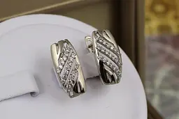 Сережки Xuping Jewelry жалюзі 1.8 см сріблясті - мініатюра 2