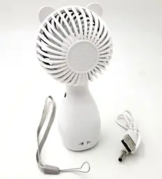 Вентилятор акумуляторний міні з ручкою USB діаметр 6см висота 13см Handy Mini Fan JX-998 білий - мініатюра 6
