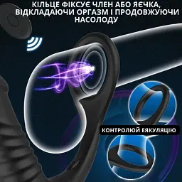 Масажер простати I’MCUM ProPulse 3-в-1 з ерекційним кільцем, вібрацією, функцією поштовхів та пультом керування Чорний (IM-KGS207) - мініатюра 7