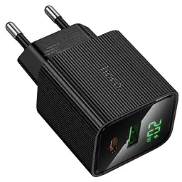 Мережевний зарядний пристрій Hoco CS83A Excellent with digital display PD20W+QC3.0 1USB-A/1C Black - мініатюра 5