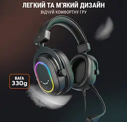 Игровые наушники с микрофоном Fifine H-6B RGB USB 7.1 Black - мініатюра 9