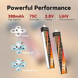 Акумулятор BetaFPV Lava 1S 300 mAh 75C 3.8V LiHV LiPo BT2.0 FPV для Cetus X, Cetus Pro, Meteor (18765) - мініатюра 6