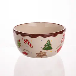 Тарілка супова Yiwu порцелянова новорічна Ø15 (см) Merry Christmas глибока тарілка кругла, салатник, бульйонниця, 800 мл CR-1-44 - мініатюра 5
