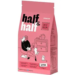 Сухий корм Half & Half для кошенят з яловичиною 2 кг