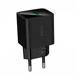 Мережевий зарядний пристрій адаптер HOCO CS84A 1 USB/1Type-C, 30 W, підтримка швидкого заряджання PD/QC/FCP/AFC Чорний - мініатюра 2