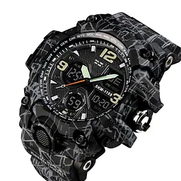Наручний годинник чоловічий Skmei 1155 Gray Black, 1155BGYBK (12278) - мініатюра 3