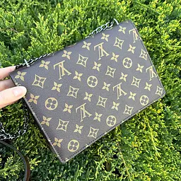 Сумка жіноча через плече крос-боді маленька стильна на ланцюжку коричнева 1094Н - мініатюра 2