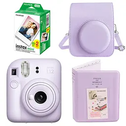 Набор камера Fujifilm Instax Mini 12, Фотобумага 20шт, Чехол, Фотоальбом 64 фото Фиолетовый