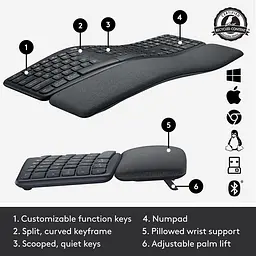 Клавіатура Logitech K860 ERGO Graphite (920-010352) - мініатюра 9