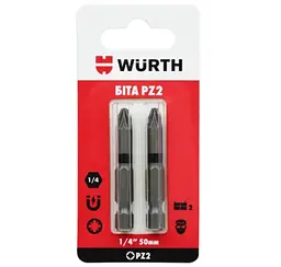 Біта Wurth PZ2 1/4IN L50 мм 2 шт. в блістері (1614176695902)
