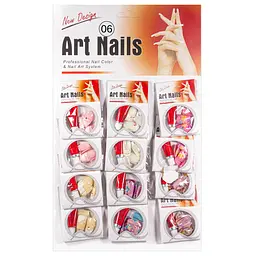 Нігті накладні кольорові з малюнком та камінчиками упаковка 12 шт. Art Nails №6