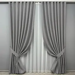 Комплект штор с тюлем VR-Textil Блэкаут ASHEN NIGHT, серый с белым, 2 шторы 150×270 см + тюль 400×270 см, арт. 71-092/3
