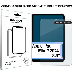 Скло захисне BeCover Matte Anti-Glare Apple iPad Mini 7 2024 (713703) - мініатюра 2