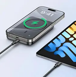 Зовнішній акумулятор Ugreen PB561 Foldable Kickstand Magnetic Battery 10000mAh для iPhone 15 Pro 14 сірий - мініатюра 7