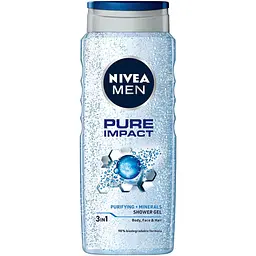Гель для душу NIVEA MEN Pure Impact 3 в 1 для тіла обличчя та волосся 500 мл (4005900054319)