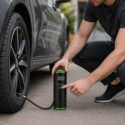 Портативний автомобільний повітряний компресор,air pump AND LY-1096 / Насос автомобільний акумуляторний зі змінними насадками - мініатюра 2