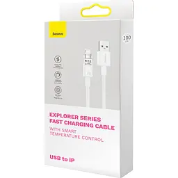 Кабель Baseus Explorer Series Fast Charging Cable with Smart Temperature Control Cable USB to Lightning 2.4A 1m CATS010002 White - мініатюра 7