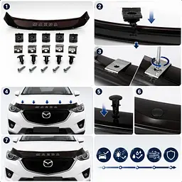 Дефлектор капота мухобойка Mazda CX-5 2017- Євро кріплення Vip Tuning (MZD45) - мініатюра 2