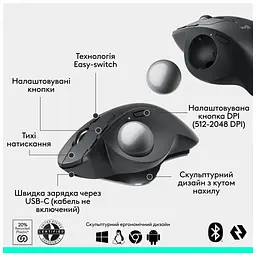 Мишка Logitech MX Ergo S Bluetooth Graphite (910-007260) - мініатюра 9